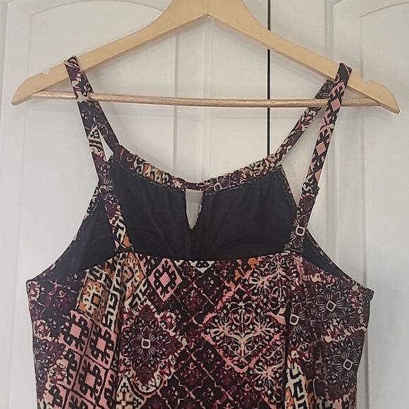 Coldwater Creek One Piece Swim Dress Multicolored Patchwork Print Size 12 - Picture 8 of 14